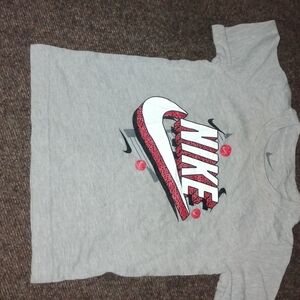 Nike Kids Gray Tee with Red and Black Logo